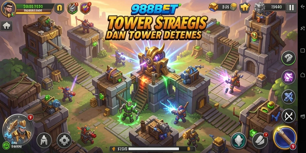 Gambaran gameplay seru di 988BET dengan strategi Tower Defense.