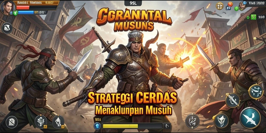 Screenshot utama 9SL menampilkan pertempuran strategis yang intens.