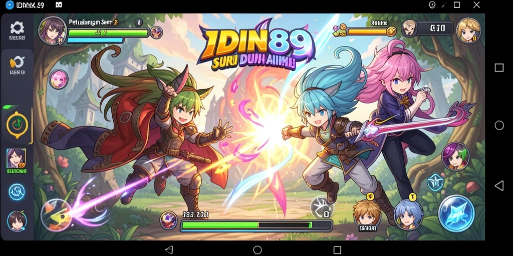 Tampilan gameplay IDN89 menampilkan pertempuran karakter anime yang mendebarkan.