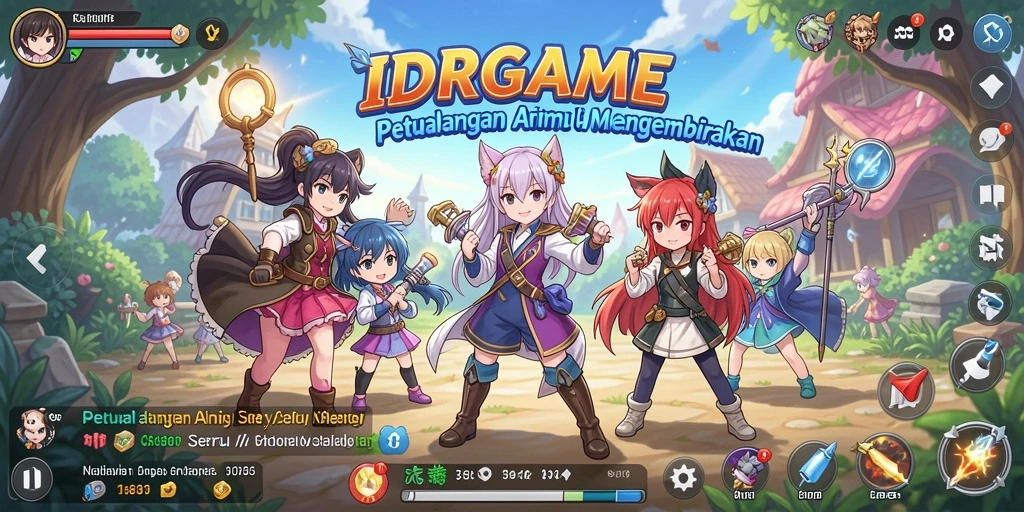 Screenshot gameplay IDRGAME menampilkan karakter anime dalam aksi seru.
