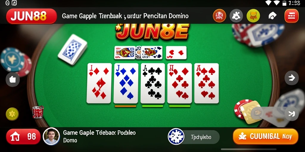Screenshot gameplay JUN88 menampilkan suasana seru saat bermain Gaple.