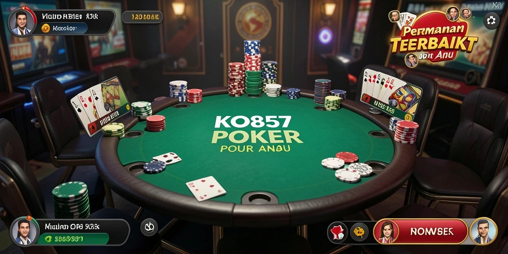 Screenshot KO857 menunjukkan pengalaman gameplay Poker yang mendebarkan.