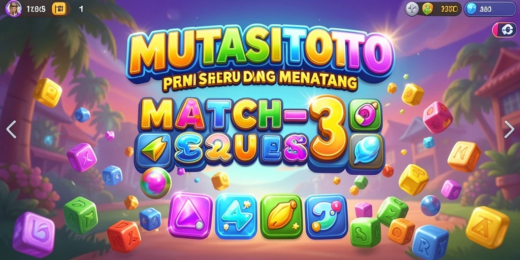 Screenshot MUTASITOTO menampilkan gameplay Match-3 yang seru.