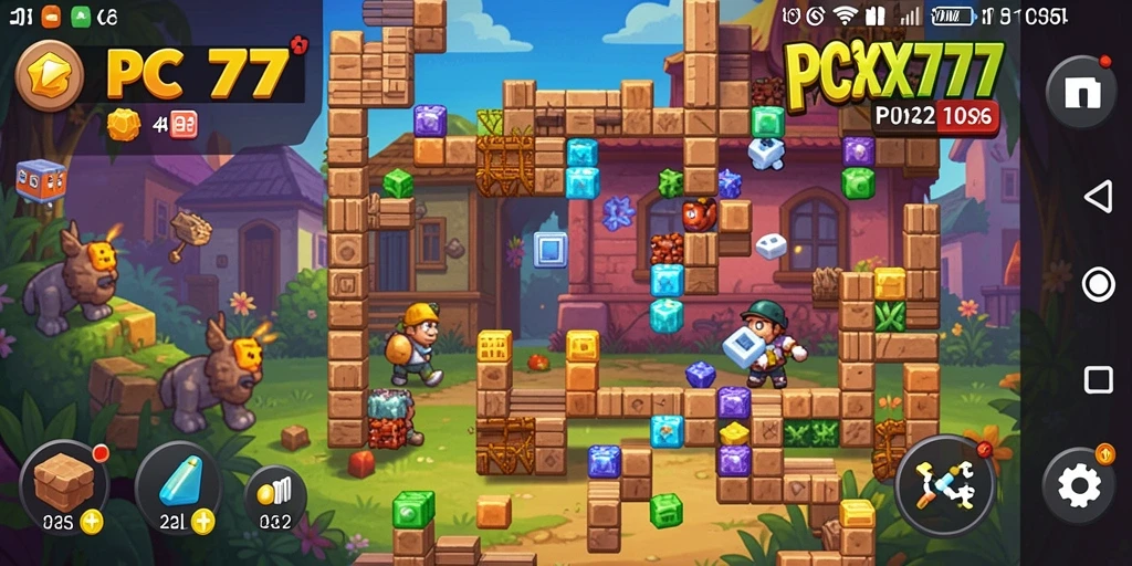 Screenshot utama PCX777 menampilkan gameplay seru dengan teka-teki menarik.