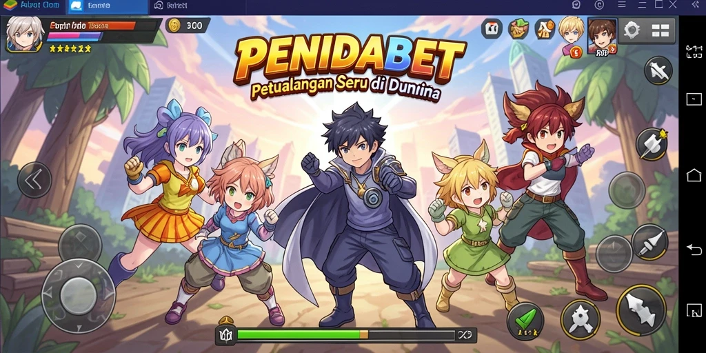Tampilan gameplay seru dengan karakter anime yang ikonik.