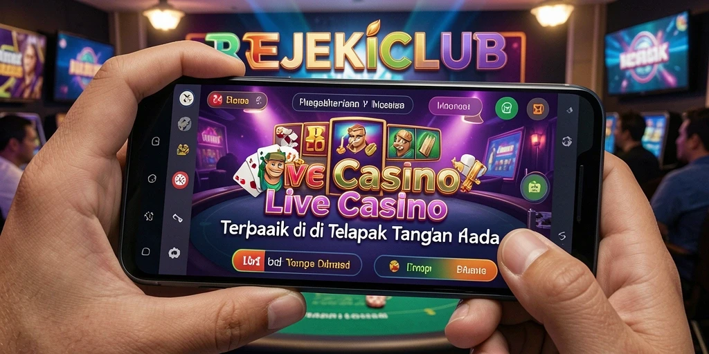 Gameplay menarik REJEKICLUB dengan dealer langsung dan suasana kasino.